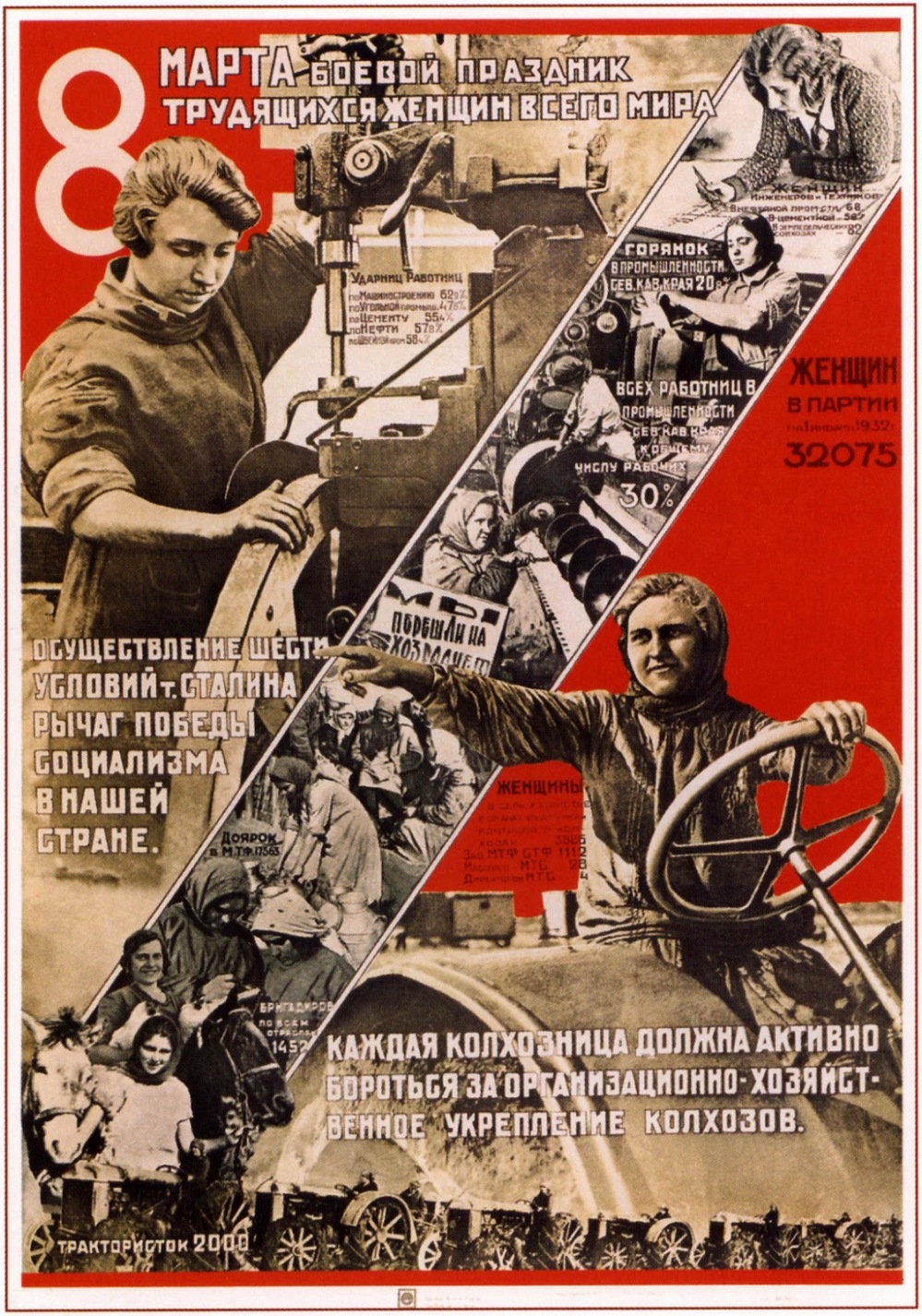 Carteles soviéticos 8 de marzo Día Int. Mujer Trabajadora, 1932